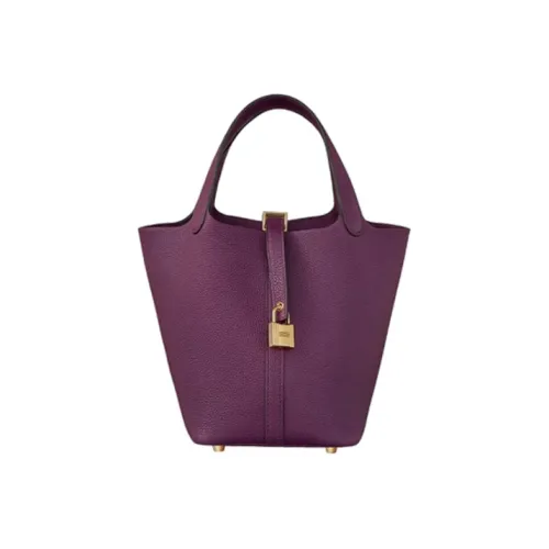 HERMES Picotin Lock Maurice Bullock Кожа Корзинка-сумка Сумка-ведро Сумка 18 Женские P9 Anemone Пурпурный цвет анемона