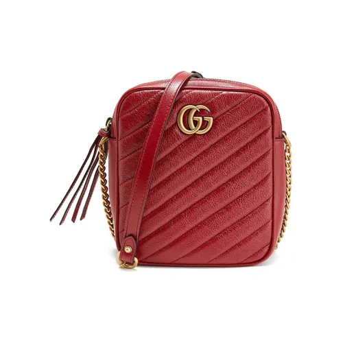 GUCCI Marmont Коровья кожа Маленькая квадратная сумка Camera Сумка Сумка через плечо Женская Красная
