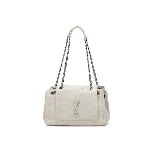 SAINT LAURENT Пэчворк Кожаная Сумка через плечо Женская Винтажная Белая