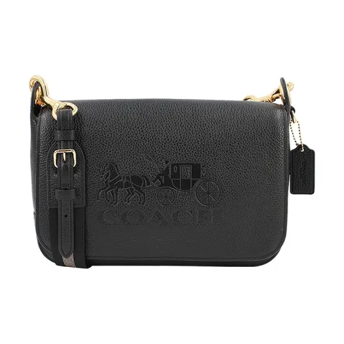 COACH Jes Коровья кожа Одно плечо Курьерская сумка Сумка через плечо Средний Женские Черный