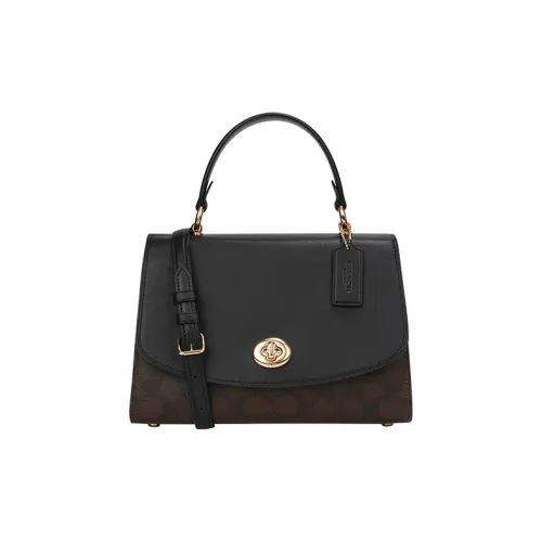 COACH Tilly Canvas Leather Сумка через плечо Сумка через плечо Сумка через плечо Средняя Женская Черная