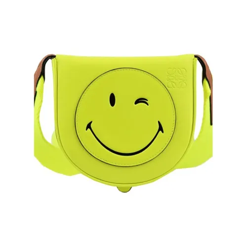 LOEWE Каблук Мягкий Телячья кожа Смайлик Wink Сумка Сумка на плечо Унисекс Неоново-желтый