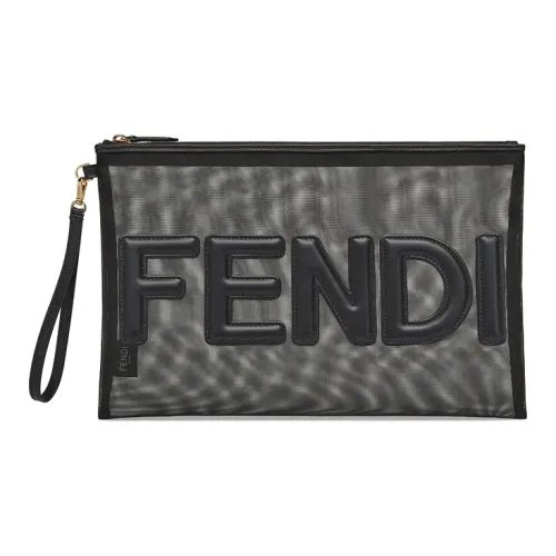 FENDI Полиамид Телячья кожа Клатч Большой Женский Черный