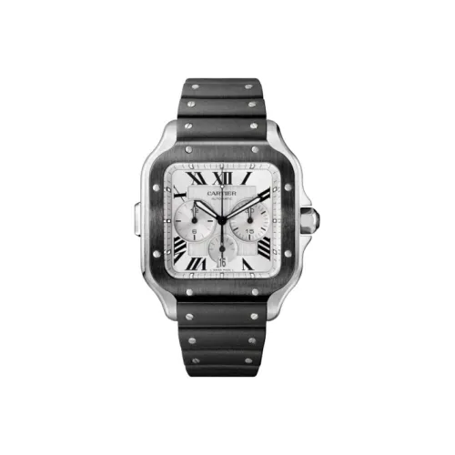 Cartier Часы Santos De Cartier С Хронографом Модель XL, Механизм С Автоматическим Подзаводом, Сталь, ADLC-покрытие, Два Сменных Ремешка: Из Кожи И Каучука