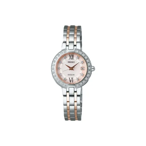 SEIKO Exceline Collection Солнечный кварцевый механизм механизм ремешок из нержавеющей стали женские часы розовый циферблат модель SWCW085