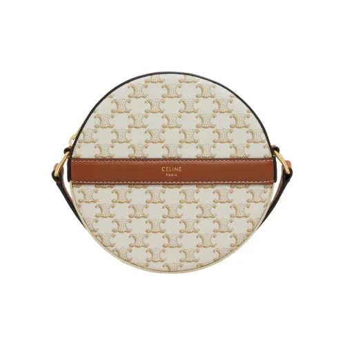 CELINE Холст с овечьей кожей круглая сумка сумка через плечо женская белая