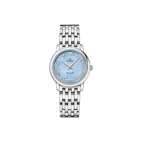 OMEGA Elegant Saucer Series Кварцевый механизм Женские часы 27,4 мм Синий циферблат Ремешок из нержавеющей стали