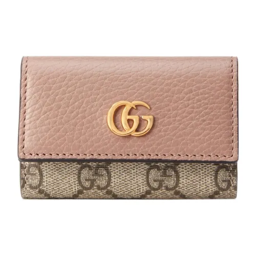 GUCCI Marmont Холст с кожей Key Pouch Женские Ebony Темно-розовый