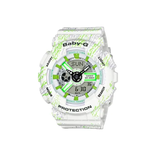 CASIO Малыш Г Тематическая Коллекция Кварцевый Механизм Смольный Ремешок Часы Женские Зеленый Циферблат BA 110TX 7A