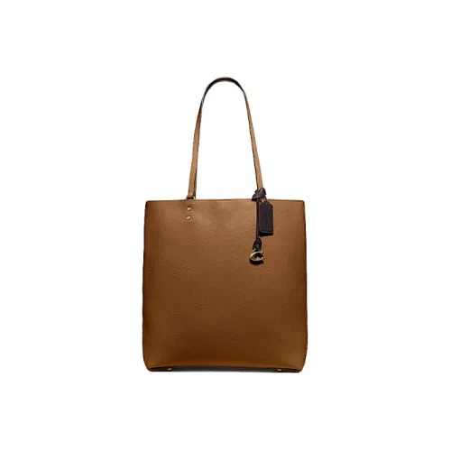 COACH Plaza Кожа Тоут Сумка Сумка для покупок Сумка Сумка через плечо Большая Женская Коричневая