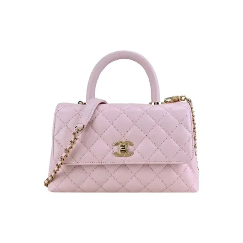 CHANEL Coco Handle Икорная Коровья Кожа Сумка Маленькая Женская Вишневый Цветок Розовый