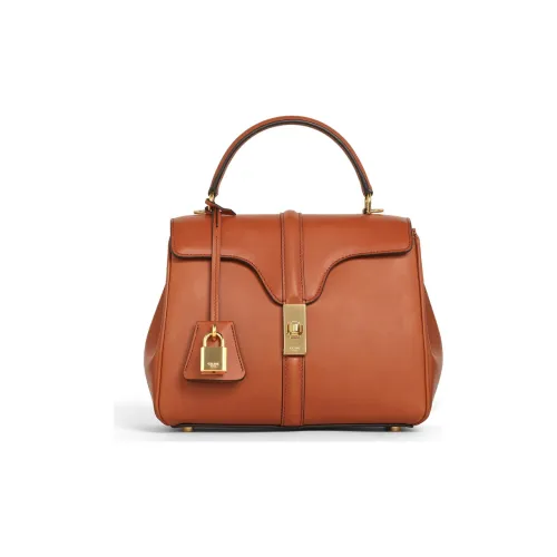 CELINE 16 Коровья кожа Портативная Сумка через плечо Маленькая Женская Коричневая