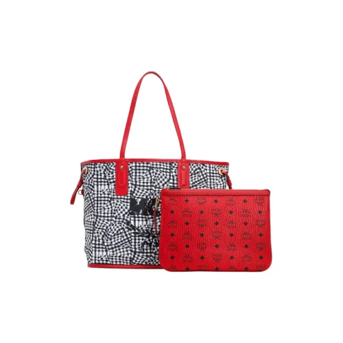 MCM Liz Visetos Кожа Комбинированная Сумка Сумка Сумка через плечо Женская Красная