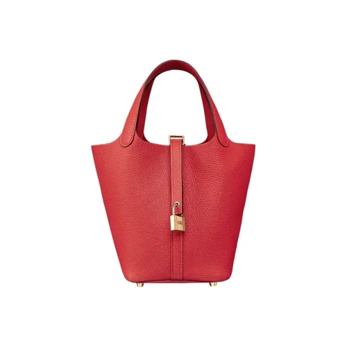 HERMES Picotin Lock Maurice Bullock Кожа Корзина Сумка Сумка-ведро Сумка Женская A5 Bougainvillier Azalea Красный