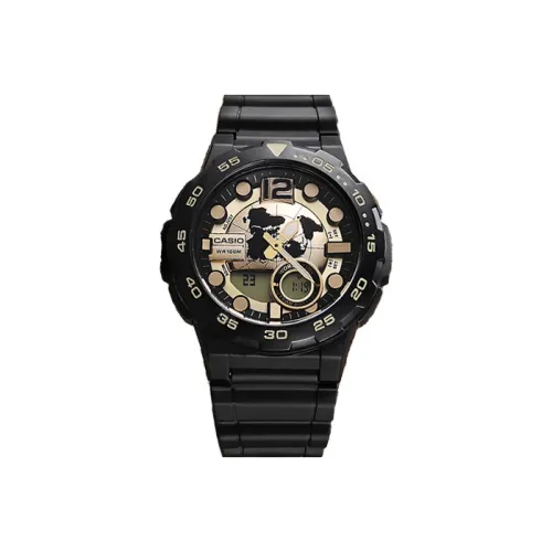 CASIO Кварцевый механизм Мужской YOUTH Collection Аналоговый Циферблат с цифровым дисплеем 52,5мм*47,7мм Золото