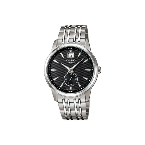 CASIO LINEAGE Кварцевый механизм нержавеющая сталь ремешок мужские часы черный циферблат модель Lin 201D 1AV