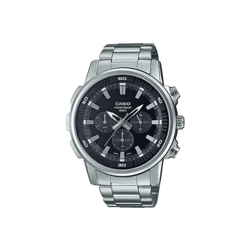 CASIO Standard Series Кварцевый механизм Нержавеющая сталь Ремешок Часы Мужские Черный циферблат MTP E505D 1AV