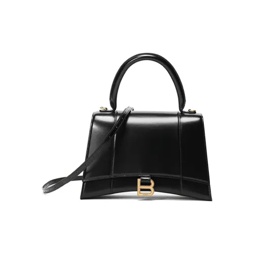 Balenciaga HOURGLASS Гладкая коровья кожа Сумка Hourglass Сумка через плечо Сумка Унисекс Черный