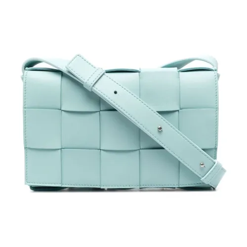 Bottega Veneta Cassette Sheepskin Tofu Handheld Crossbody Bag Shoulder Bag Women's Light Blue Bottega Veneta Cassette Овчина Тофу Ручная Сумка через плечо Сумка для плеча Женская Светло-синяя