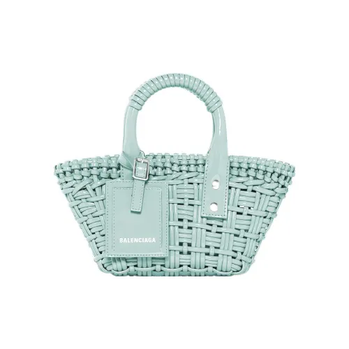 Balenciaga Bistro Корова Кожа Корзина Сумка Ручная Сумка Сумка через плечо Сумка на плечо Женская Светло-Синий