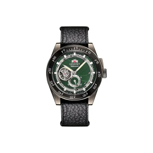ORIENT Автоматический Механический Механизм Кожаный Ремешок Часы 40,85 мм Мужские Часы Зеленый Циферблат RA AR0202E