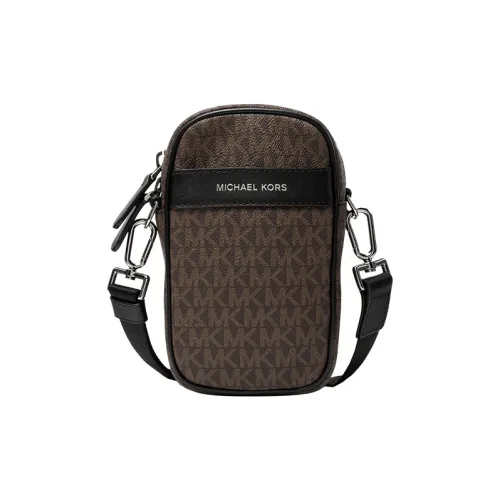 MICHAEL KORS Greyson Чехол для телефона из искусственной кожи сумка через плечо мини мужская темно-коричневый и черный
