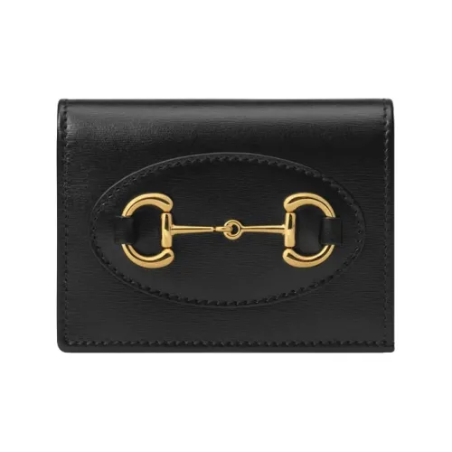 GUCCI Кожа Держатель для карт кошелек Стандартный Женский Черный