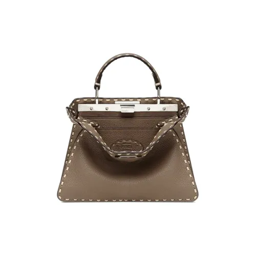 FENDI Peekaboo ISeeU Сумка через плечо из коровьей кожи маленькая сумка женская серая