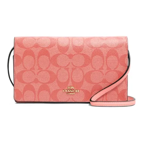 COACH Anna Холст и Кожа Сумка через плечо Маленькая Женская Розовая