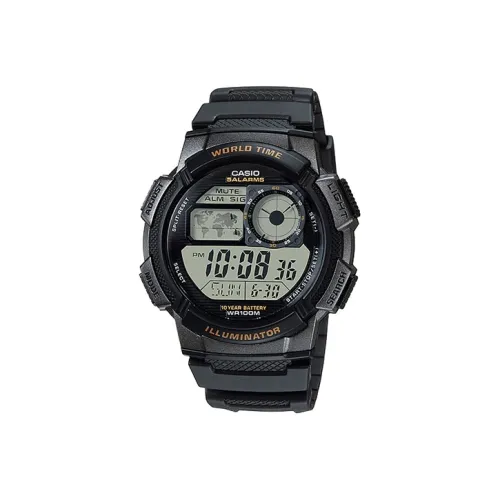 CASIO YOUTH Collection Циферблат с цифровым дисплеем Кварцевый механизм Смольный ремешок Часы Мужские Черный циферблат