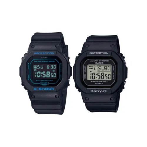 CASIO Парные часы Коллекция DW BGD Кварцевый механизм Смольный ремешок Часы Унисекс Черный циферблат