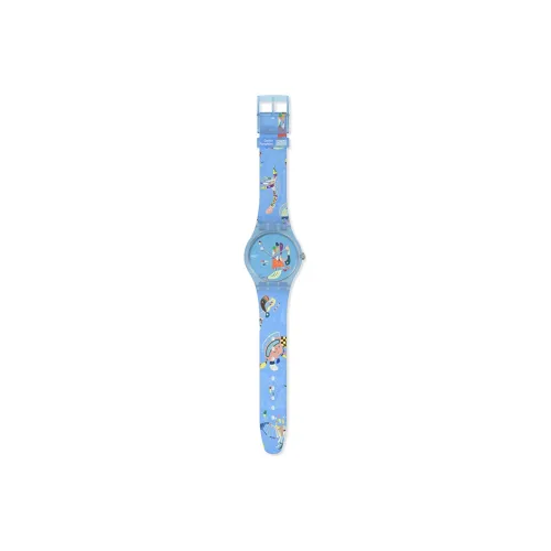 Swatch Quartz Механизм Унисекс Часы Синий Циферблат Пластиковый Корпус Часы Силиконовый Ремешок