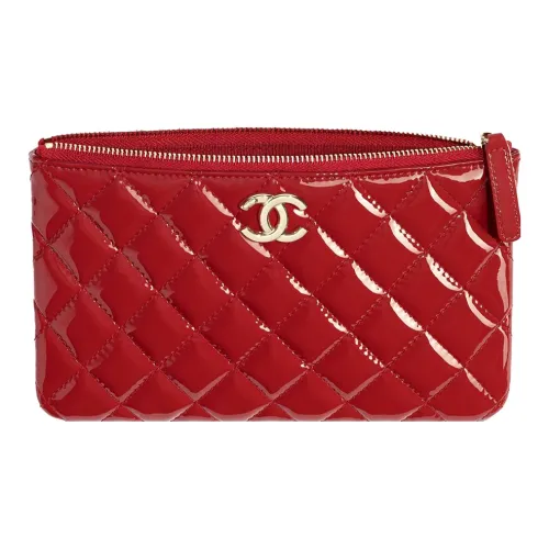 CHANEL Лак для ногтей Кожа Сумочка для украшений Маленькая Женская Красная