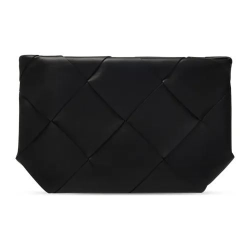 Bottega Veneta Клатч из коровьей кожи большой женский черный