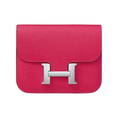 HERMES Constance Slim Телячья кожа Кошелек Бананка Женские Mexico Розовый