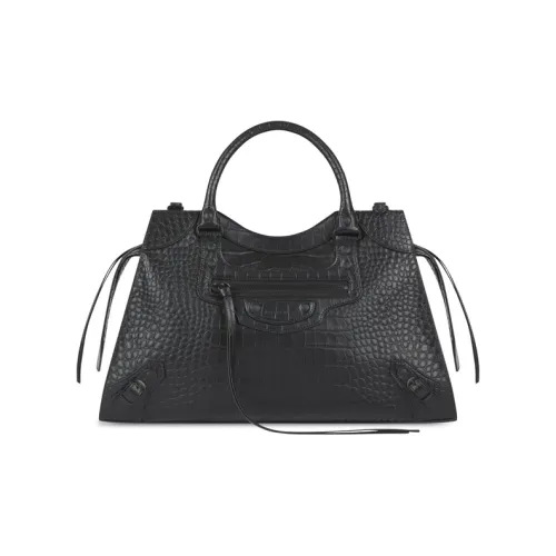 Balenciaga Neo Classic Крокодил Тисненый Телячья кожа Сумка Сумка через плечо Сумка через плечо Средний Женская Черная
