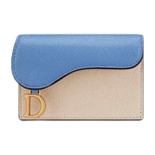 DIOR Saddle Sheepskin Coin Wallet Card Holder Regular Women's Beige Klein Blue DIOR Седло Овчина Мелочь Кошелек Картхолдер Обычный Женские Бежевый Кляйн-синий