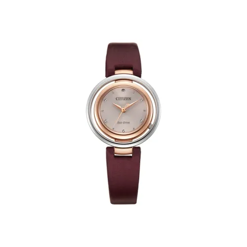 CITIZEN Ecology Drive Collection Светильник Кварцевый механизм Естественная кожа Ремешок Часы Женские Золотистый циферблат