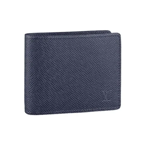 LOUIS VUITTON Multiple Taiga Коровья кожа Кошелек Мужской Midnight Blue