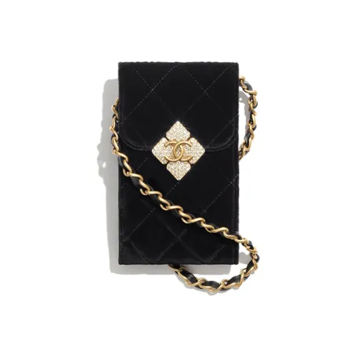 CHANEL Кристальная сумка через плечо с чехлом для телефона женская черная