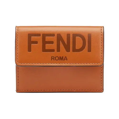 FENDI Кошелек из коровьей кожи держатель для карт женский коричневый