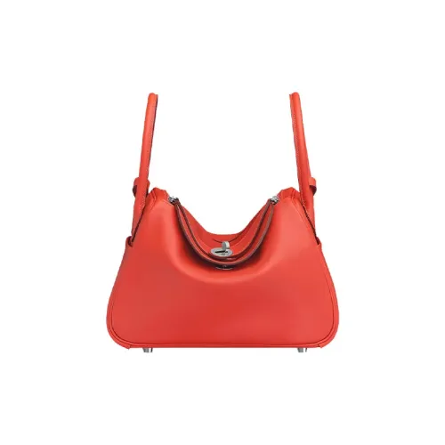 HERMES Lindy Evercolor Телячья кожа Сумка через плечо Женская 9T Capucine Оранжево-красная
