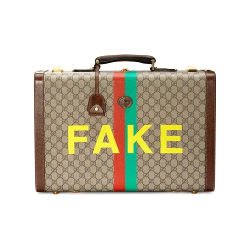GUCCI Fake Not Холст и Кожа Сумка Унисекс Коричневый