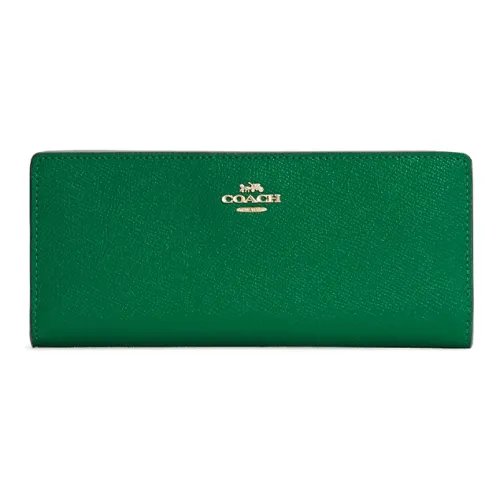 COACH Slim Wallet из кожи кошелек женский зеленый