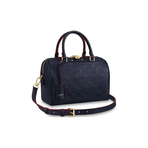 LOUIS VUITTON Speedy EMPREINTE Тисненая кожа Подушка Сумка Сумка Женская Глубокое море Синий с Красным