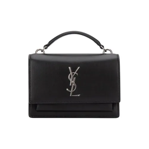 SAINT LAURENT YSL Гладкая кожа Закат Сумка Маленькая Женская Черная