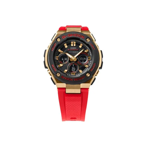 CASIO г Steel Collection W Dual Display Солнечный Кварцевый механизм Смола Ремень Часы Мужские Черный Циферблат