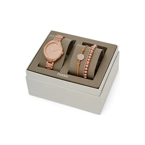 FOSSIL Наручные часы Кварцевый механизм Нержавеющая сталь Ремешок Розовый циферблат Женские часы Браслет Коробка