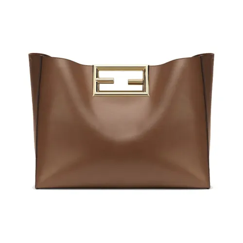 FENDI Телячья кожа Сумка-тоут Большая Женская Темно-коричневая