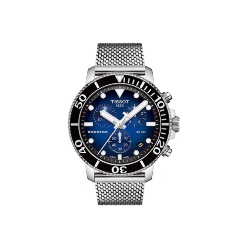 TISSOT Starfish Collection Кварцевый механизм Мужские часы Часы 45,5 мм Синий циферблат T120,417.11,041.02